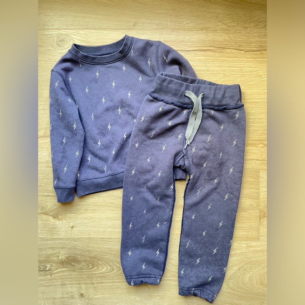 Appaman Matching Sweatset Navy Blue Thunderbolt Size 3T High Quality Boys Set